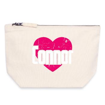 I Love Connor Pink Heart I Love Connor - Canvas Zip Pouch 18 x 19 cm - nature - Front