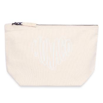 Monaco Lettering Retro Typo - Canvas Zip Pouch 18 x 19 cm - nature - Front