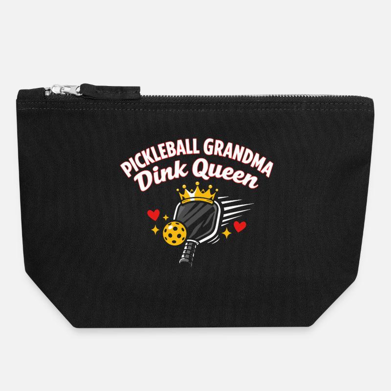 Pickleball Grandma Dink Queen Funny  - Canvas Zip Pouch 18 x 19 cm - black