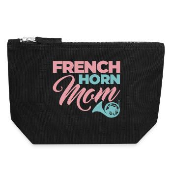 French Horn Mom - Canvas Zip Pouch 18 x 19 cm - black - Front