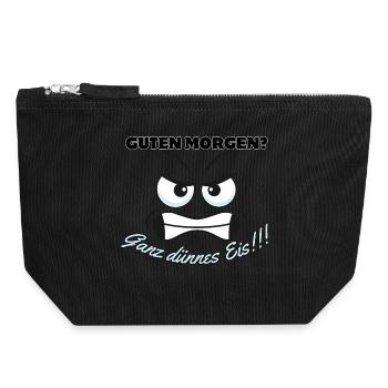 Angry Polar Bear Motif with Saying - Canvas Zip Pouch 18 x 19 cm - black - Front