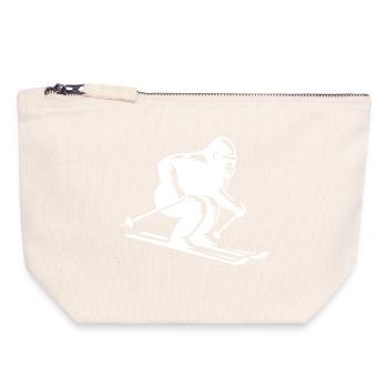 Affe Gorilla Schimpanse Ski Silhouette Design - Canvas Reißverschluss-Täschchen (18 x 19 cm) - Naturweiß - Vorne