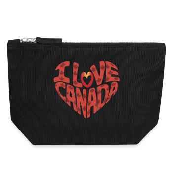 Love Canada heart with maple leaves - Canvas Zip Pouch 18 x 19 cm - black - Front