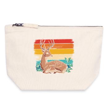 Deer in retro style - Canvas Zip Pouch 18 x 19 cm - nature - Front