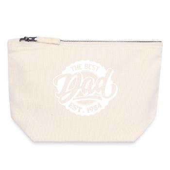 Le meilleur papa EST 1954 - Pochette zippée en toile 18 x 19 cm - blanc naturel - Devant