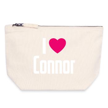 I Love Connor Pink Heart I Love Connor - Canvas Zip Pouch 18 x 19 cm - nature - Front