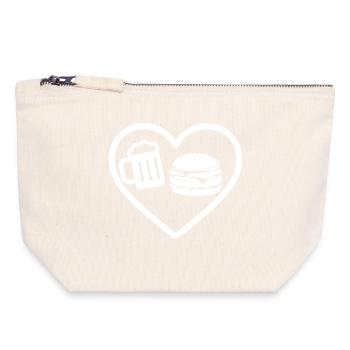 Heart Burger Bier - Canvas Reißverschluss-Täschchen (18 x 19 cm) - Naturweiß - Vorne
