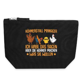 Farmer Chicken Coop Manager Chickens - Canvas Zip Pouch 18 x 19 cm - black - Front
