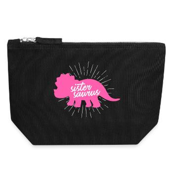 Sistersaurus Drôle de Sœur Dinosaure Tricératops - Pochette zippée en toile 18 x 19 cm - noir - Devant