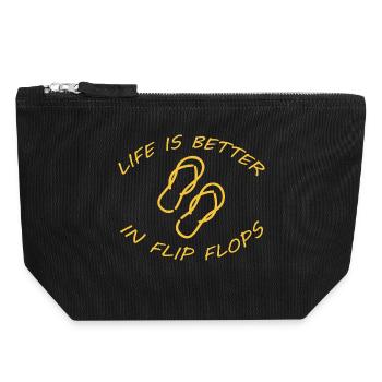LIFE IS BETTER IN FLIP FLOPS - Canvas Reißverschluss-Täschchen (18 x 19 cm) - Schwarz - Vorne