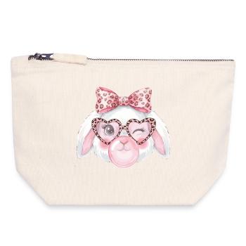 Leopardgläser Ostern Häschen mit Rosa Schleife - Canvas Reißverschluss-Täschchen (18 x 19 cm) - Naturweiß - Vorne