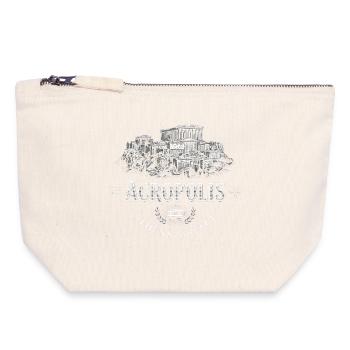 Acropolis Retrologo Athens Griechenland Reise Urla - Canvas Reißverschluss-Täschchen (18 x 19 cm) - Naturweiß - Vorne