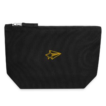 Star embroidered - Canvas Zip Pouch 18 x 19 cm - black - Front