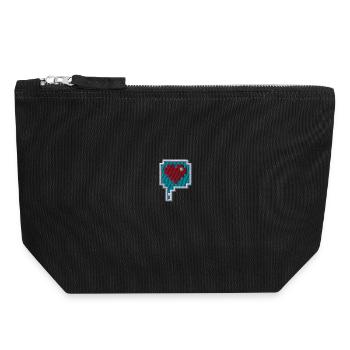 Cœur de pixel - Pochette zippée en toile 18 x 19 cm - noir - Devant