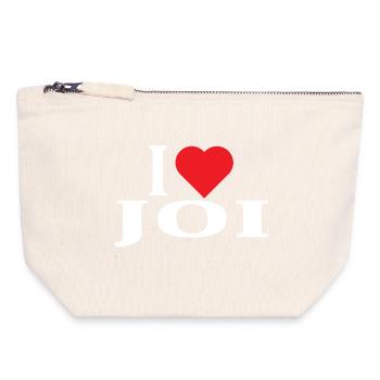 nom du t-shirt J’aime Joi idée cadeau t-shirt - Pochette zippée en toile 18 x 19 cm - blanc naturel - Devant