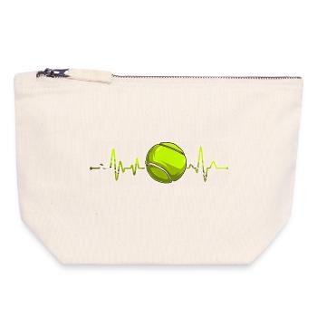 Tennis Heartbeat Love Heart Player Fan Lover - Canvas Zip Pouch 18 x 19 cm - nature - Front