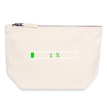 Barre de chargement Vert 1% contour Blanc - Pochette zippée en toile 18 x 19 cm - blanc naturel - Devant
