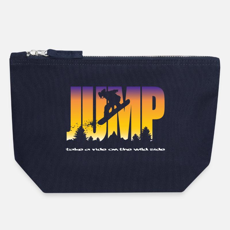 Jump and snowboarder - Canvas Zip Pouch 18 x 19 cm - navy