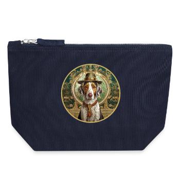 Chien de chasse avec chapeau - Pochette zippée en toile 18 x 19 cm - marine - Devant