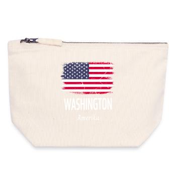 Washington - Canvas Reißverschluss-Täschchen (18 x 19 cm) - Naturweiß - Vorne