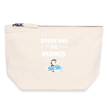 Humour permis de conduire - Pochette zippée en toile 18 x 19 cm - blanc naturel - Devant