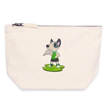 Avion en papier chien - Pochette zippée en toile 18 x 19 cm - blanc naturel - Devant