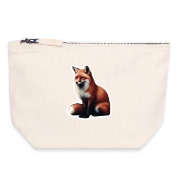 Rotfuchs Illustration Druck - Canvas Reißverschluss-Täschchen (18 x 19 cm) - Naturweiß - Vorne