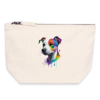 Jack Russell Terrier - Pochette zippée en toile 18 x 19 cm - blanc naturel - Devant