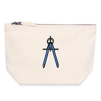 Look rétro en cercle - Pochette zippée en toile 18 x 19 cm - blanc naturel - Devant