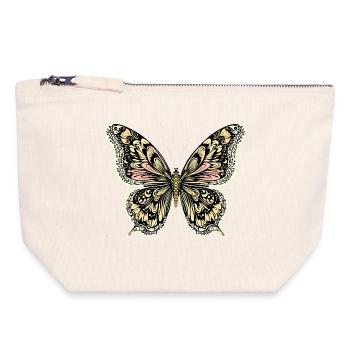 Boho Schmetterling - Canvas Reißverschluss-Täschchen (18 x 19 cm) - Naturweiß - Vorne