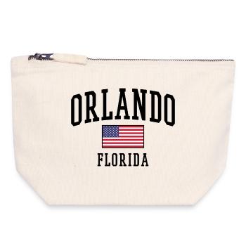 Orlando Florida Design with USA Flag - Canvas Zip Pouch 18 x 19 cm - nature - Front