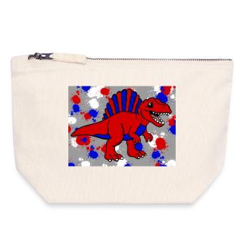 Spinosaurus Dino - Canvas Reißverschluss-Täschchen (18 x 19 cm) - Naturweiß - Vorne