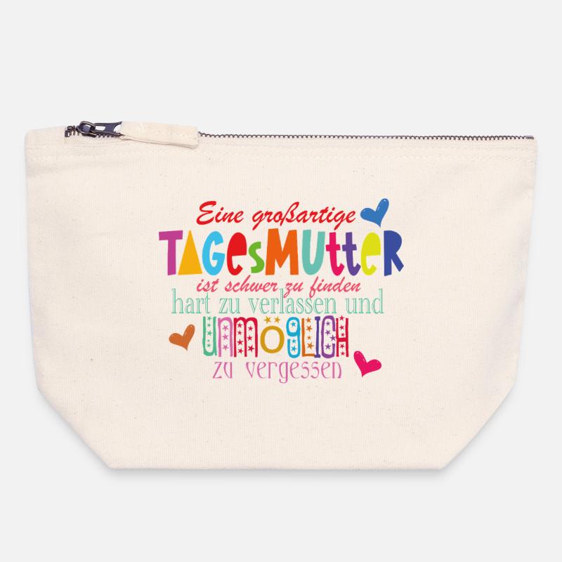 Tagesmutter - Canvas Reißverschluss-Täschchen (18 x 19 cm) - Naturweiß
