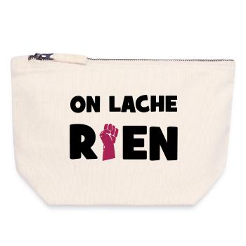 On lâche rien ! - Pochette zippée en toile 18 x 19 cm - blanc naturel - Devant