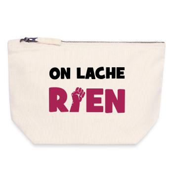 On lâche rien ! - Pochette zippée en toile 18 x 19 cm - blanc naturel - Devant