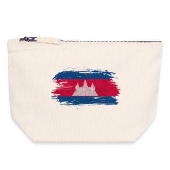 Cambodia Vintage Flag / Gift Angkor - Canvas Zip Pouch 18 x 19 cm - nature - Front