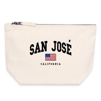San José Kalifornien USA Flaggenmotiv - Canvas Reißverschluss-Täschchen (18 x 19 cm) - Naturweiß - Vorne