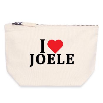 nom du t-shirt J’aime Joele idée cadeau t-shirt - Pochette zippée en toile 18 x 19 cm - blanc naturel - Devant