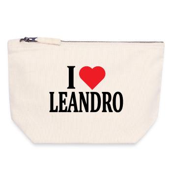 nom du t-shirt J’adore l’idée cadeau du t-shirt Leandro - Pochette zippée en toile 18 x 19 cm - blanc naturel - Devant