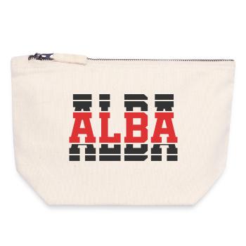 T-Shirt Alba T-Shirt Geschenkidee gestapelter Text - Canvas Reißverschluss-Täschchen (18 x 19 cm) - Naturweiß - Vorne