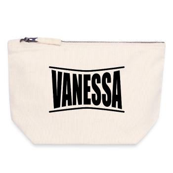 Vanessa t-shirt t-shirt idée cadeau - Pochette zippée en toile 18 x 19 cm - blanc naturel - Devant