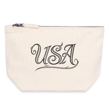 États-Unis - Pochette zippée en toile 18 x 19 cm - blanc naturel - Devant