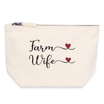Femme de ferme - Pochette zippée en toile 18 x 19 cm - blanc naturel - Devant