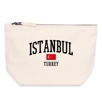 Istanbul Turkey Flag Motif Graphic - Canvas Zip Pouch 18 x 19 cm - nature - Front