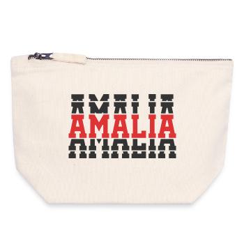 Amalia T-Shirt T-Shirt Geschenkidee gestapelter Text - Canvas Reißverschluss-Täschchen (18 x 19 cm) - Naturweiß - Vorne