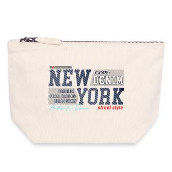 New Yorker Streetstyle Denim-Design - Canvas Reißverschluss-Täschchen (18 x 19 cm) - Naturweiß - Vorne
