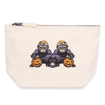 Gorilla Halloween Team Funny - Canvas Zip Pouch 18 x 19 cm - nature - Front