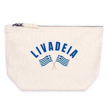 LIVADEIA: Crossed Greek Flags - Canvas Zip Pouch 18 x 19 cm - nature - Front