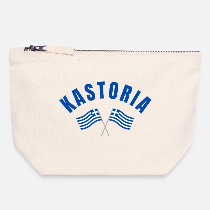 Kastoria Griechische Flaggen - Canvas Reißverschluss-Täschchen (18 x 19 cm) - Naturweiß