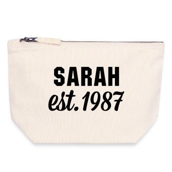 Sarah est 1987 - Canvas Reißverschluss-Täschchen (18 x 19 cm) - Naturweiß - Vorne